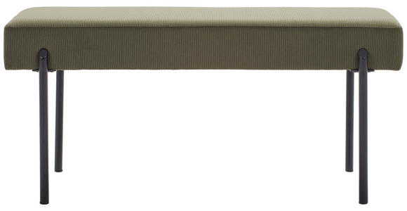 HOCKERBANK in Metall, Textil Schwarz, Dunkelgrün - Dunkelgrün/Schwarz, MODERN, Textil/Metall (100/45/35cm) - Novel