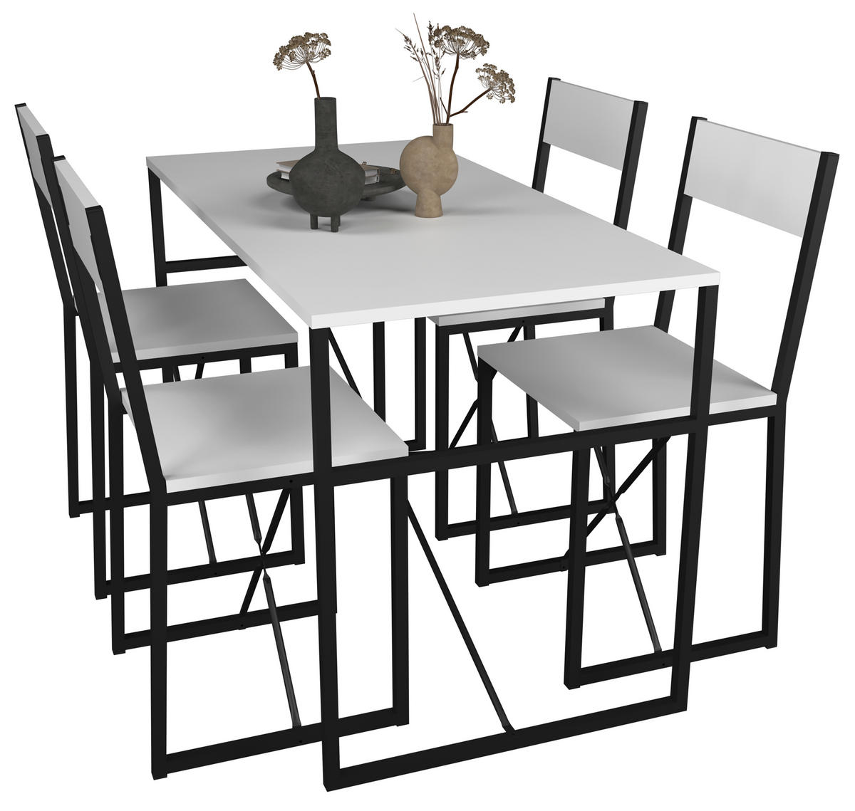 ESSTISCH in Holzwerkstoff 120/52,7/84,7 cm   - Weiss/Schwarz, Design, Holzwerkstoff/Metall (120/52,7/84,7cm) - MID.YOU