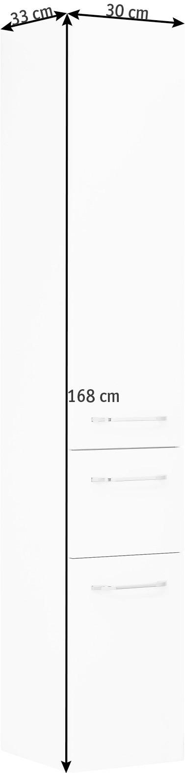 HOCHSCHRANK 30/168/33 cm  - Chromfarben/Weiß, Design, Glas/Holzwerkstoff (30/168/33cm) - Sadena