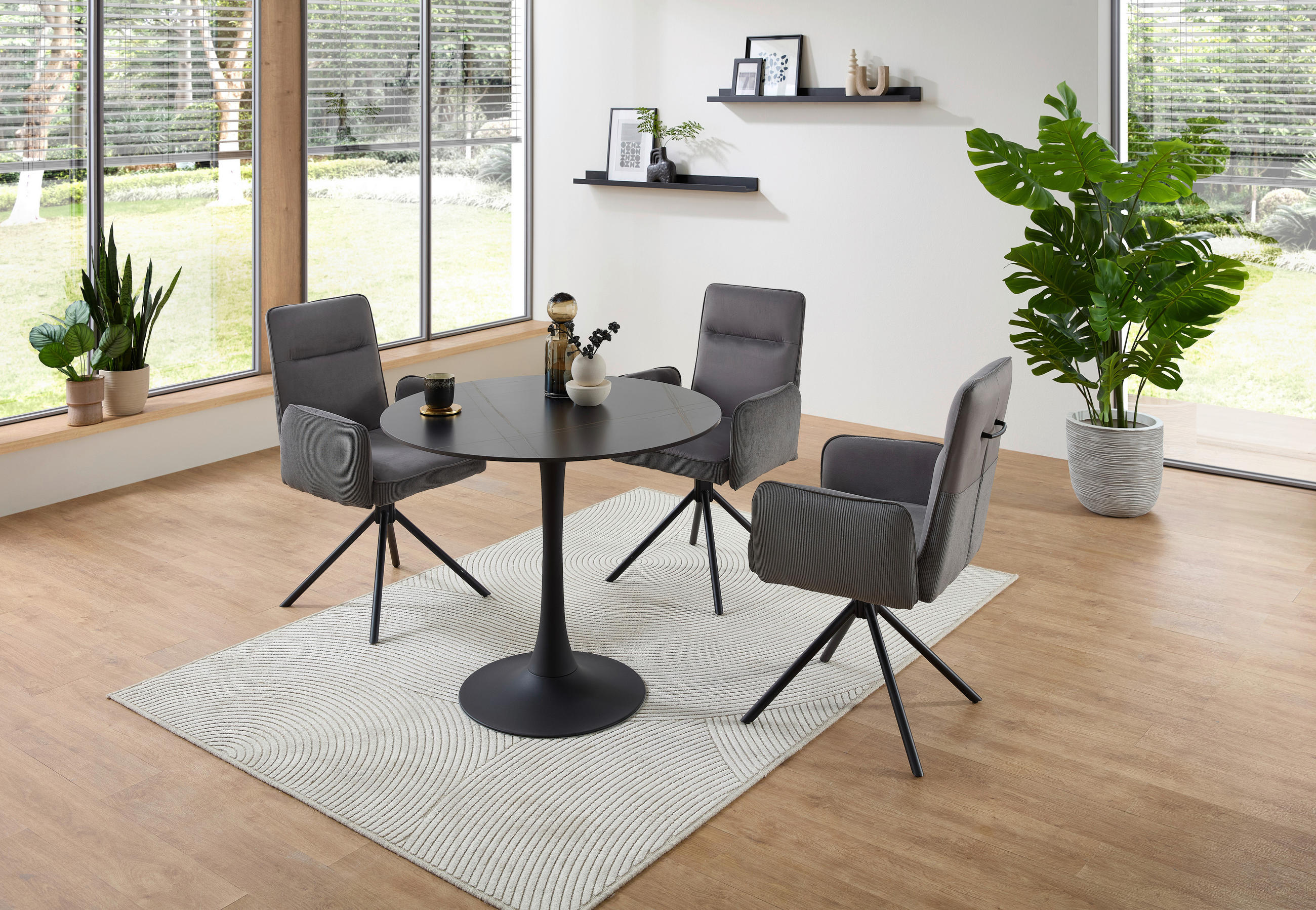 ESSTISCH in Metall, Keramik 90/90/75 cm  - Schwarz, MODERN, Keramik/Metall (90/90/75cm) - Boxxx