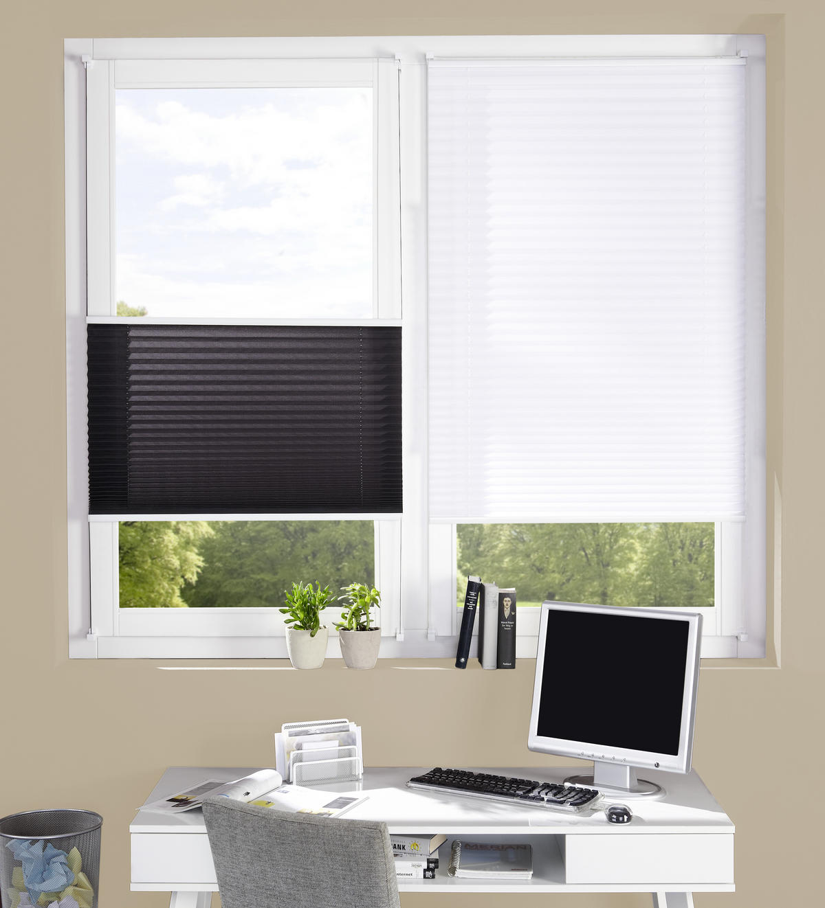 PLISOVANÁ ROLETA, polopriehľadné, 40/100 cm - biela, Basics, textil (40/100cm) - Homeware
