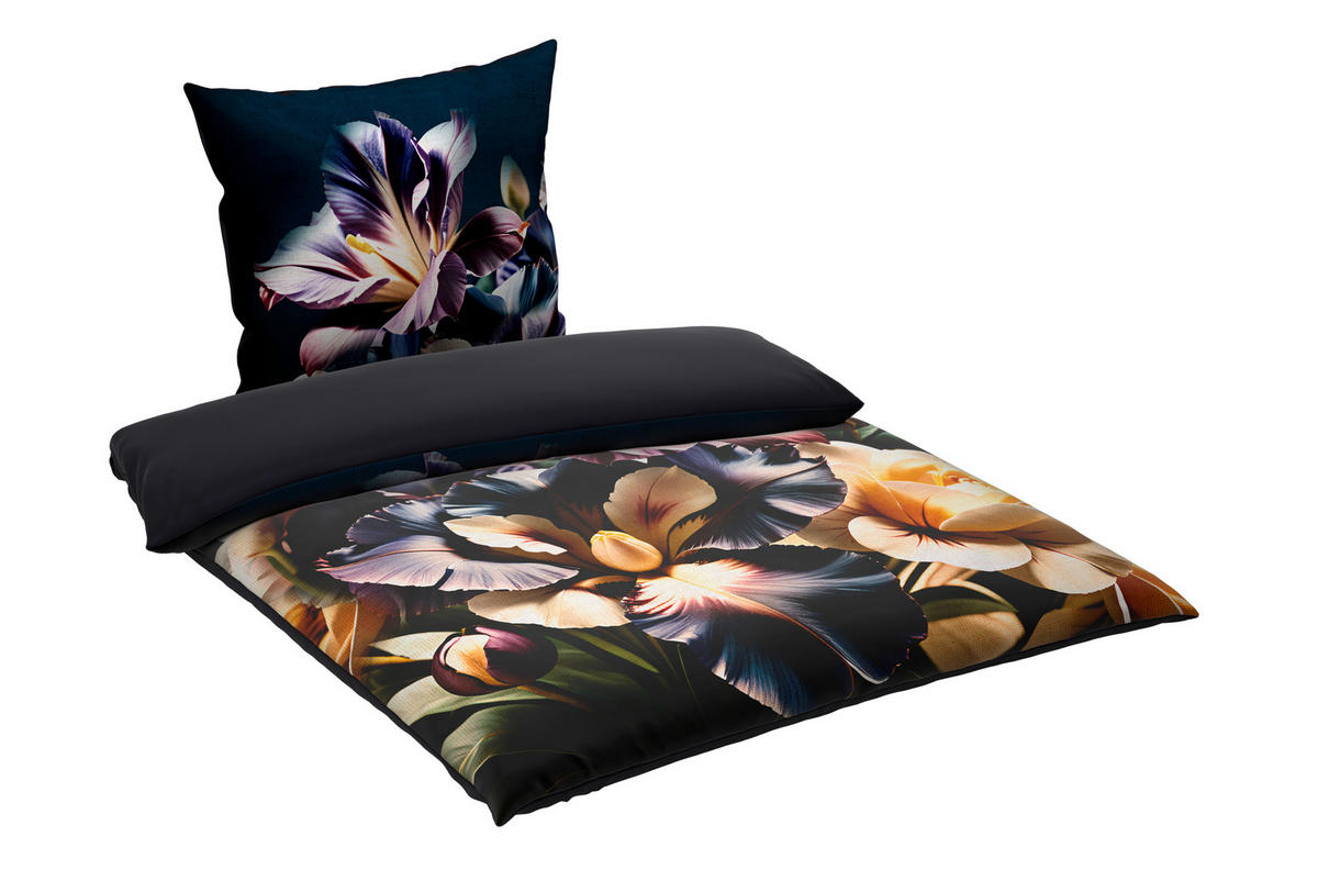 WENDEBETTWÄSCHE Satin 155/220 cm  - Lila/Schwarz, Textil (155/220cm) - Novel