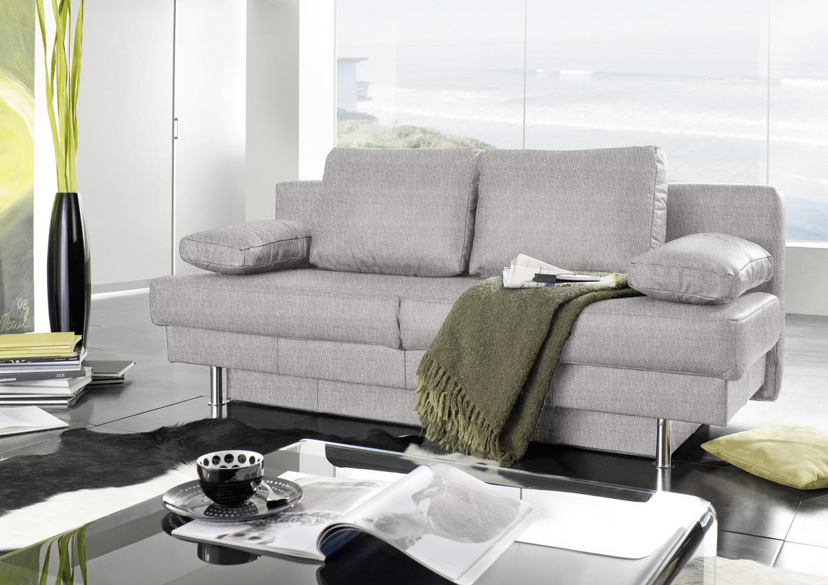 SCHLAFSOFA  mit Fußauswahl, Stoffauswahl, Schlafen auf Sitzhöhe, Rücken echt Hellgrau  - Wengefarben/Hellgrau, Design, Holz/Textil (203/94/100cm) - Novel