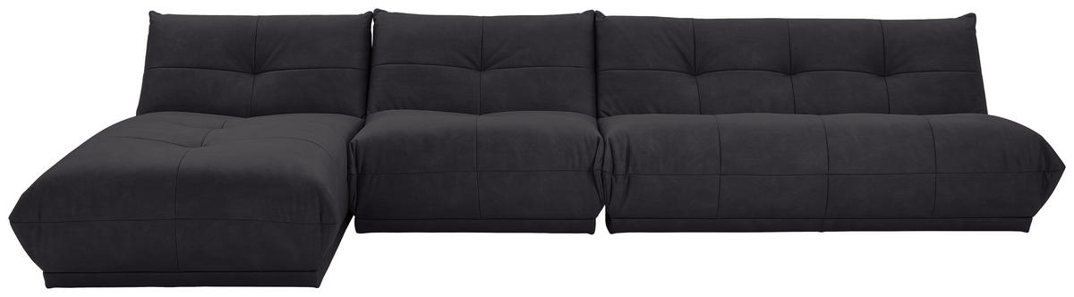 ECKSOFA in Lederlook Schwarz  185/390 cm  - Schwarz, Trend, Textil (185/390cm) - Livetastic