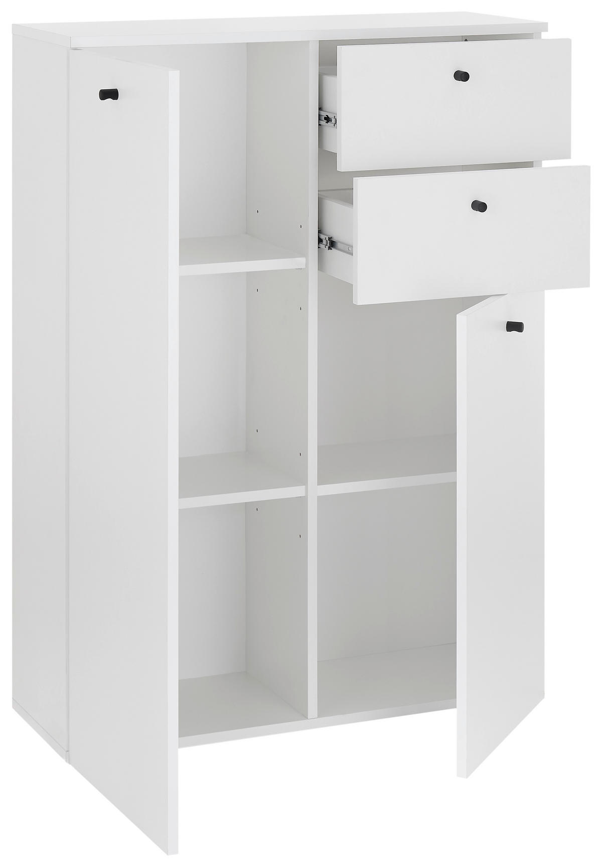 MIDISCHRANK 80/110/30 cm  - Weiss/Schwarz, Modern, Holzwerkstoff/Kunststoff (80/110/30cm) - MID.YOU