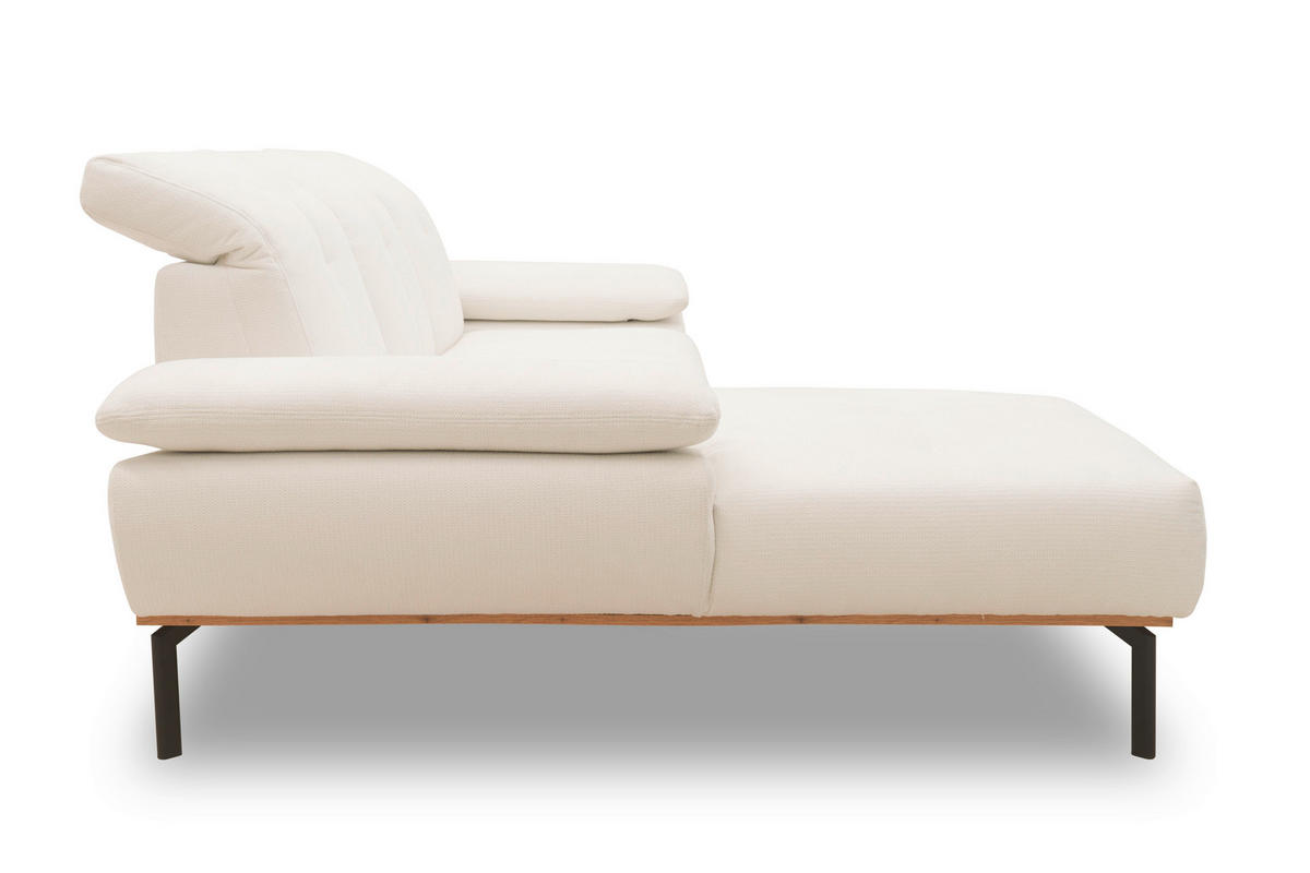 ECKSOFA in Mikrofaser Weiß  242/170 cm  - Wildeiche/Schwarz, Design, Holz/Textil (242/170cm) - MID.YOU