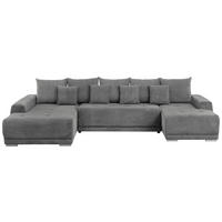 WOHNLANDSCHAFT in Flachgewebe Grau  - Silberfarben/Schwarz, Design, Kunststoff/Textil (203/350/180cm) - MID.YOU
