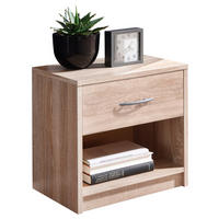 NACHTSCHRANK 39/41/28 cm  - Eichefarben/Silberfarben, Basics, Holzwerkstoff/Kunststoff (39/41/28cm) - P & B