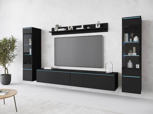 OBÝVACÍ STĚNA, barvy grafitu - šedá/černá, Design, kompozitní dřevo/plast (240/130/33cm) - Livetastic
