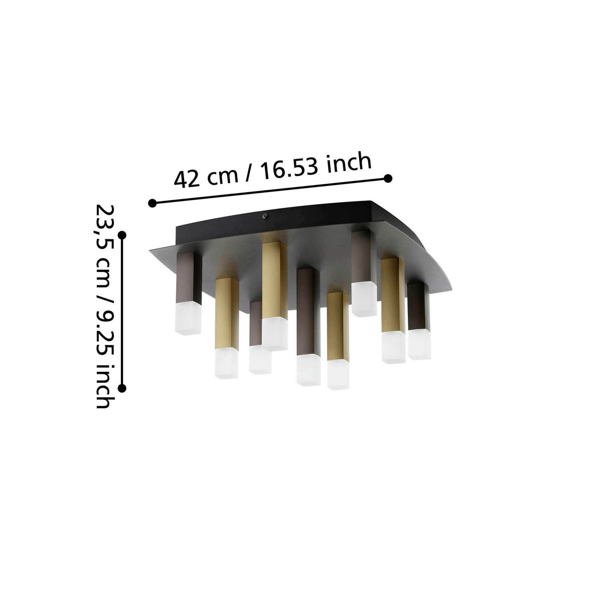 LED-DECKENLEUCHTE 42/42/23,5 cm  - Goldfarben/Schwarz, Design, Kunststoff/Metall (42/42/23,5cm) - Eglo
