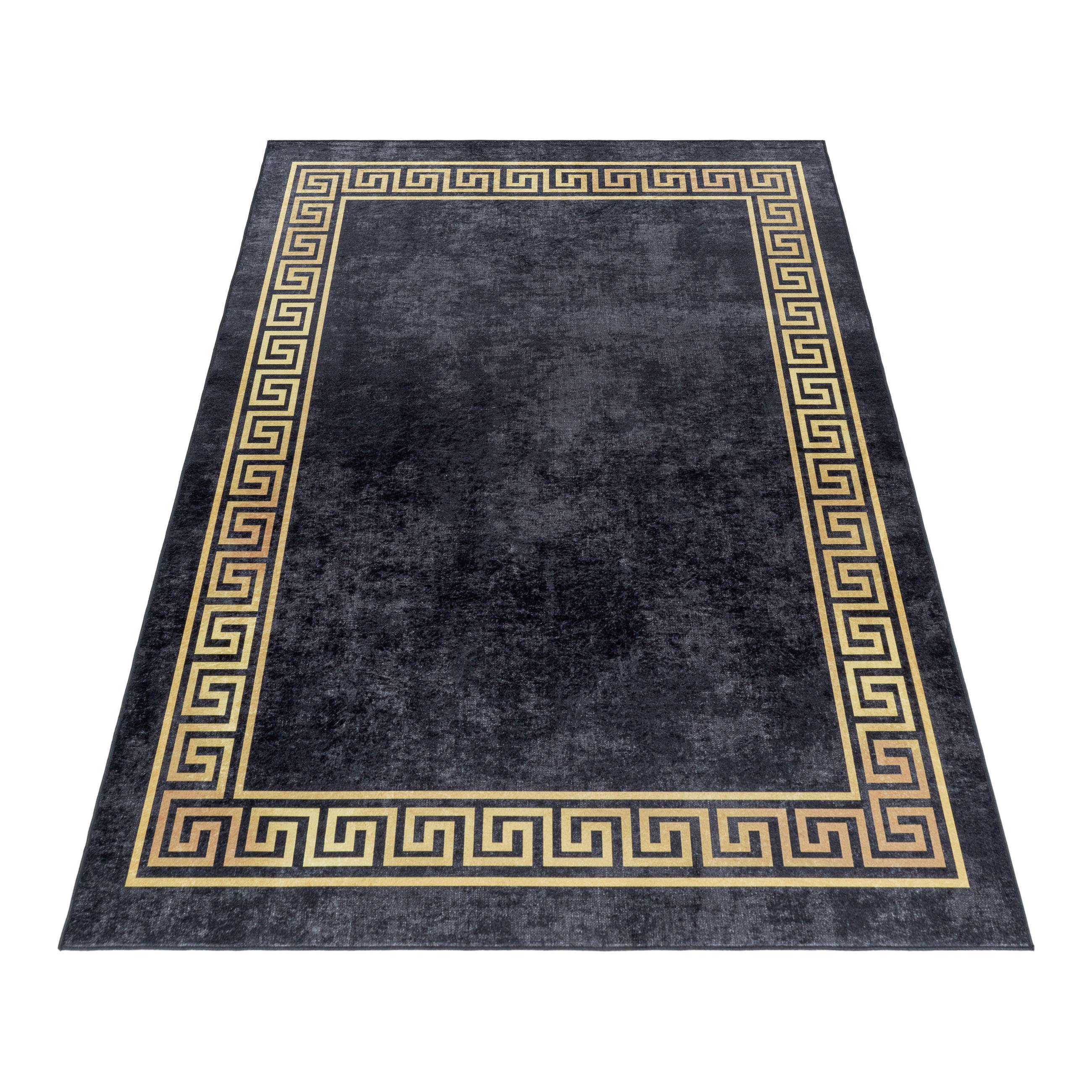 Thumbnail - Novel Flachwebeteppich Fiesta, Schwarz, Gold, Textil, Bordüre, rechteckig, 80x150 cm, Oeko-Tex® Standard 100, für Fußbod...