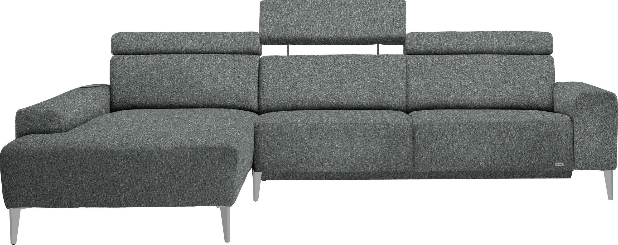 ECKSOFA  in Mikrovelours Grasgrün  205/288 cm  - Alufarben/Naturfarben, Design, Textil (205/288cm) - Sedda