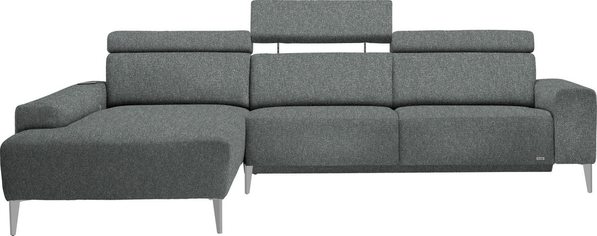 ECKSOFA  in Mikrovelours Grasgrün  205/288 cm  - Alufarben/Naturfarben, Design, Textil (205/288cm) - Sedda