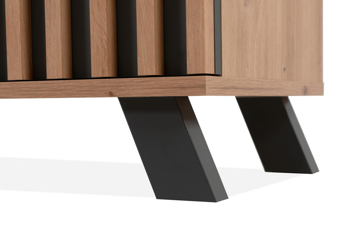KOMODA, antracit, hrast artisan  - črna/antracit, Trendi, kovina/leseni material (160/85/40cm) - MID.YOU