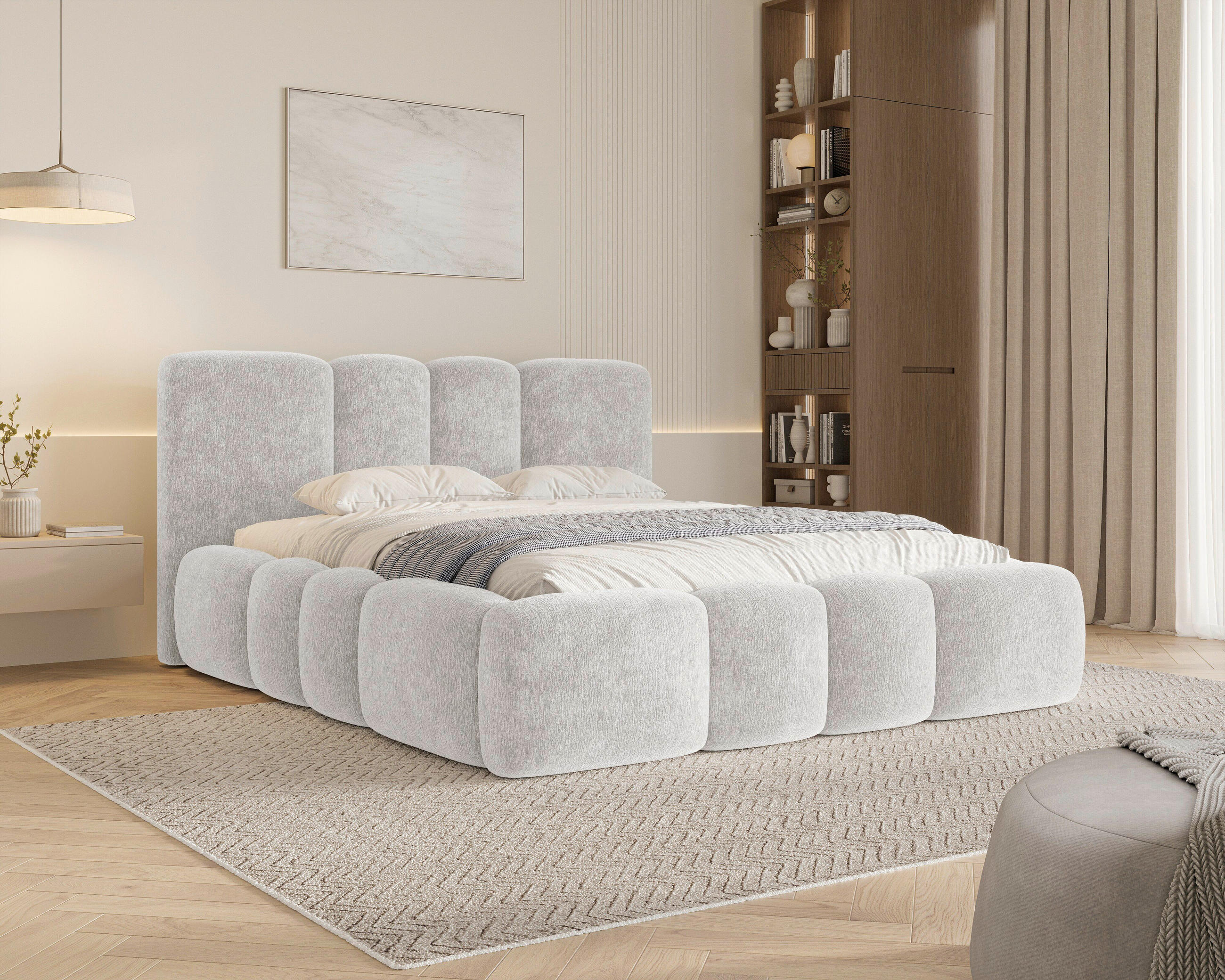 POLSTERBETT 160/200 cm,  in Grau, Lattenrost, Bettkasten,  - Schwarz/Grau, MODERN, Textil/Metall (160/200cm) - Livetastic