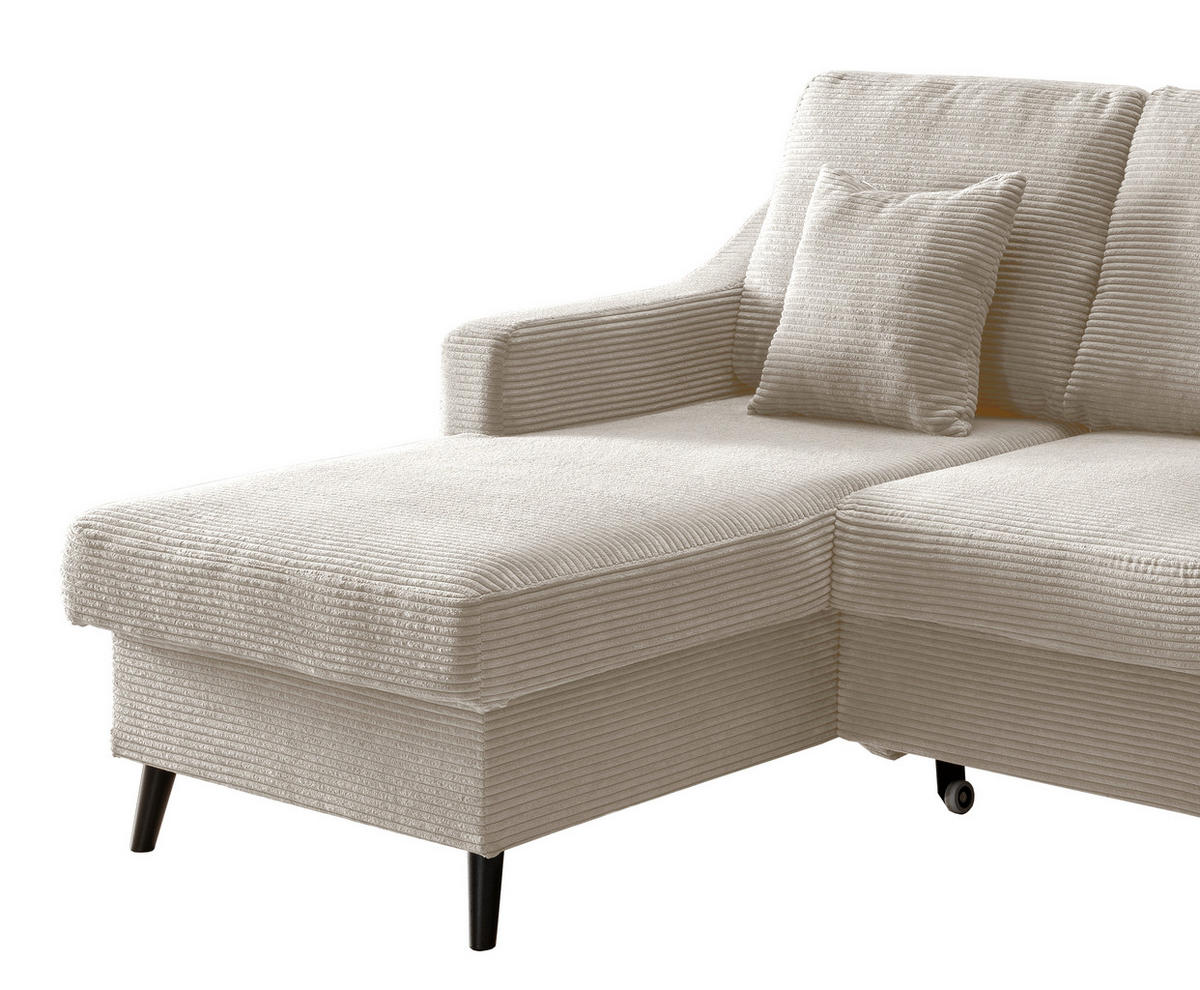 ECKSOFA Beige Cord  - Beige/Schwarz, Design, Holz/Textil (150/228cm) - P & B