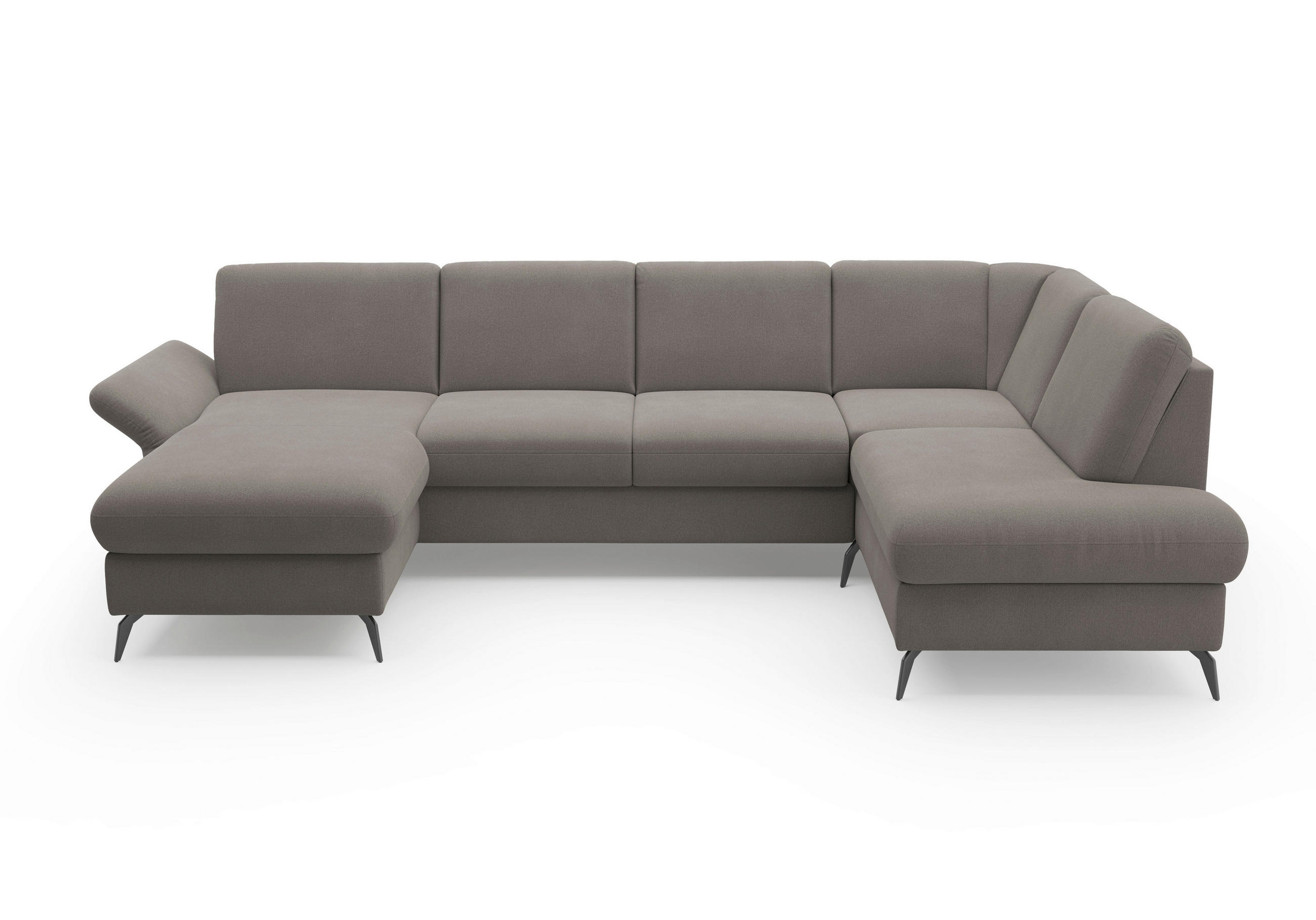 WOHNLANDSCHAFT Graphitfarben Flachgewebe  - Schwarz/Graphitfarben, KONVENTIONELL, Textil/Metall (164/314/195cm) - Sit & More
