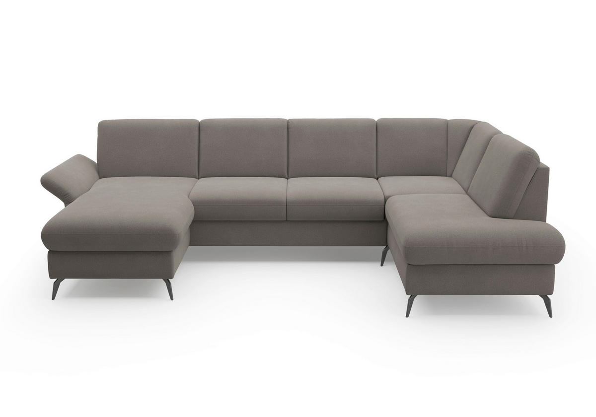 WOHNLANDSCHAFT in Flachgewebe Graphitfarben  - Schwarz/Graphitfarben, KONVENTIONELL, Textil/Metall (164/314/195cm) - Sit & More