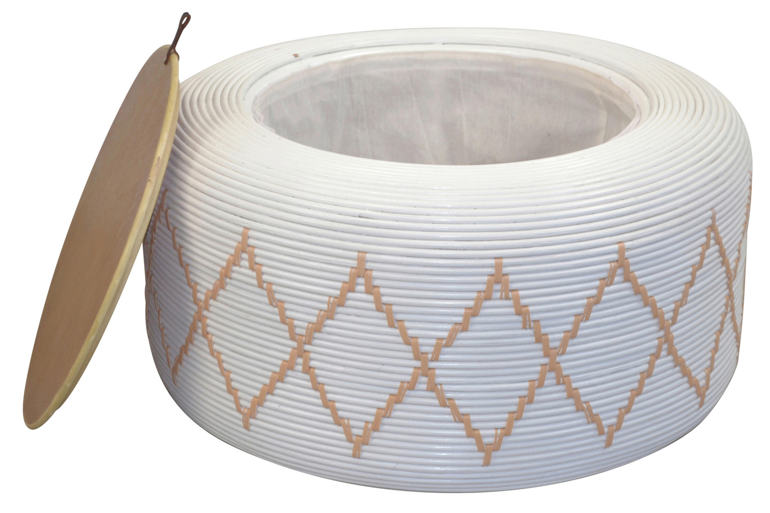 COUCHTISCH Rattan massiv 46/73/59 cm rund Weiß  - Weiß, Design, Holz (46/73/59cm) - MID.YOU