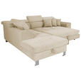 ECKSOFA inkl. Funktionen Creme Cord  - Silberfarben/Creme, Design, Textil/Metall (226/257cm) - Xora