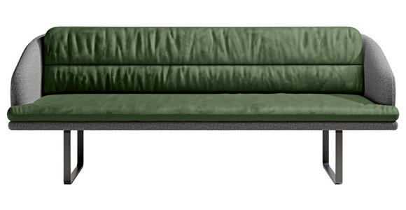 SITZBANK 255/89/68 cm Velours, Flachgewebe Anthrazit, Grün Metall  - Anthrazit/Schwarz, Design, Textil/Metall (255/89/68cm) - Dieter Knoll