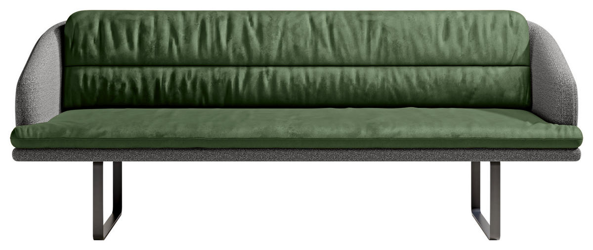 SITZBANK 255/89/68 cm Velours, Flachgewebe Anthrazit, Grün Metall  - Anthrazit/Schwarz, Design, Textil/Metall (255/89/68cm) - Dieter Knoll