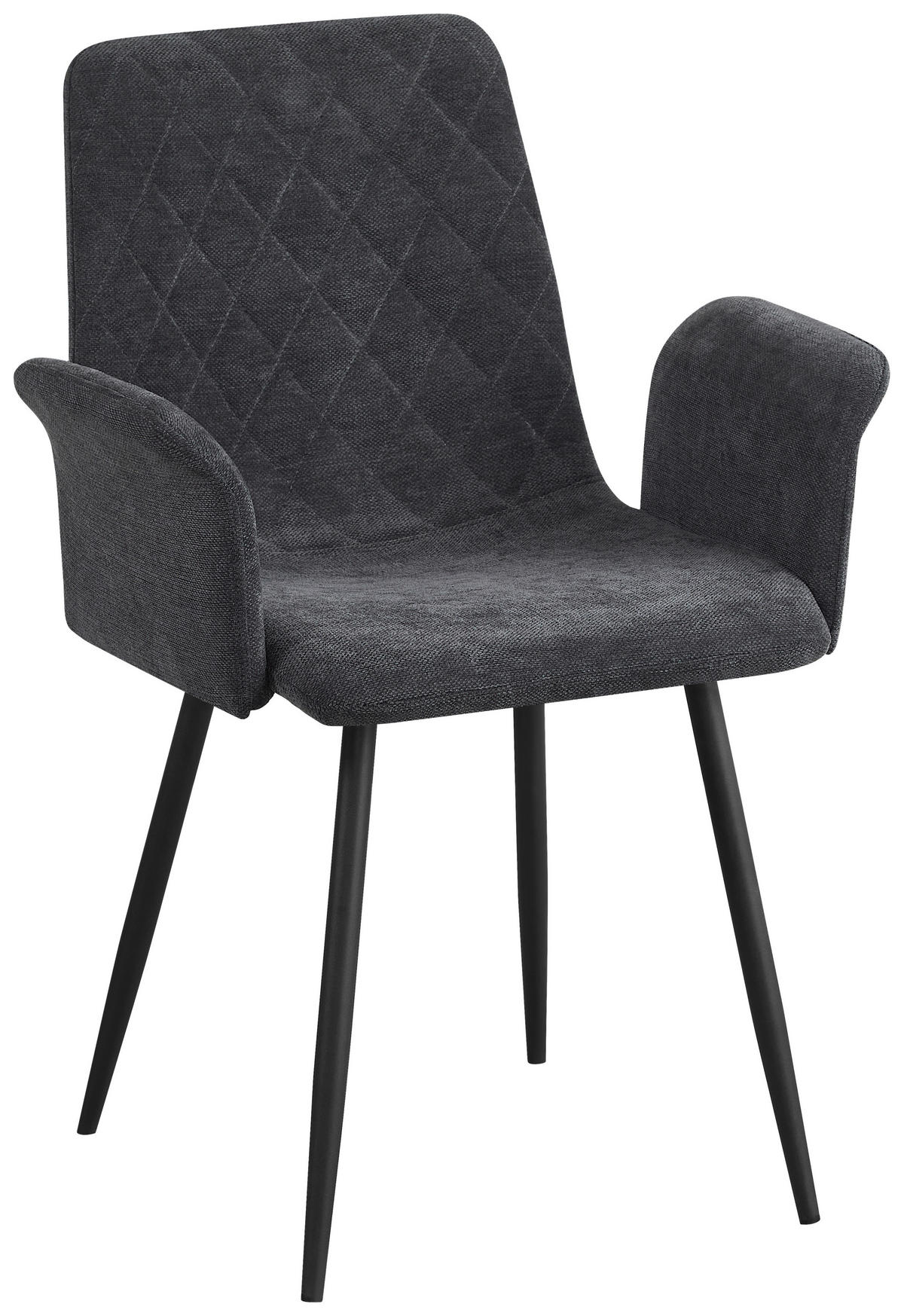 ARMLEHNSTUHL   Webstoff  - Dunkelgrau/Schwarz, Design, Textil/Metall (61/87/55cm) - Ti'me