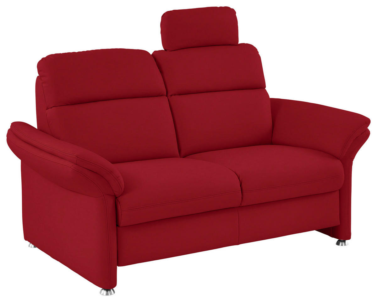 2-SITZER-SOFA in Echtleder Rot  - Rot/Alufarben, KONVENTIONELL, Leder/Metall (170/96/92cm) - Beldomo Premium