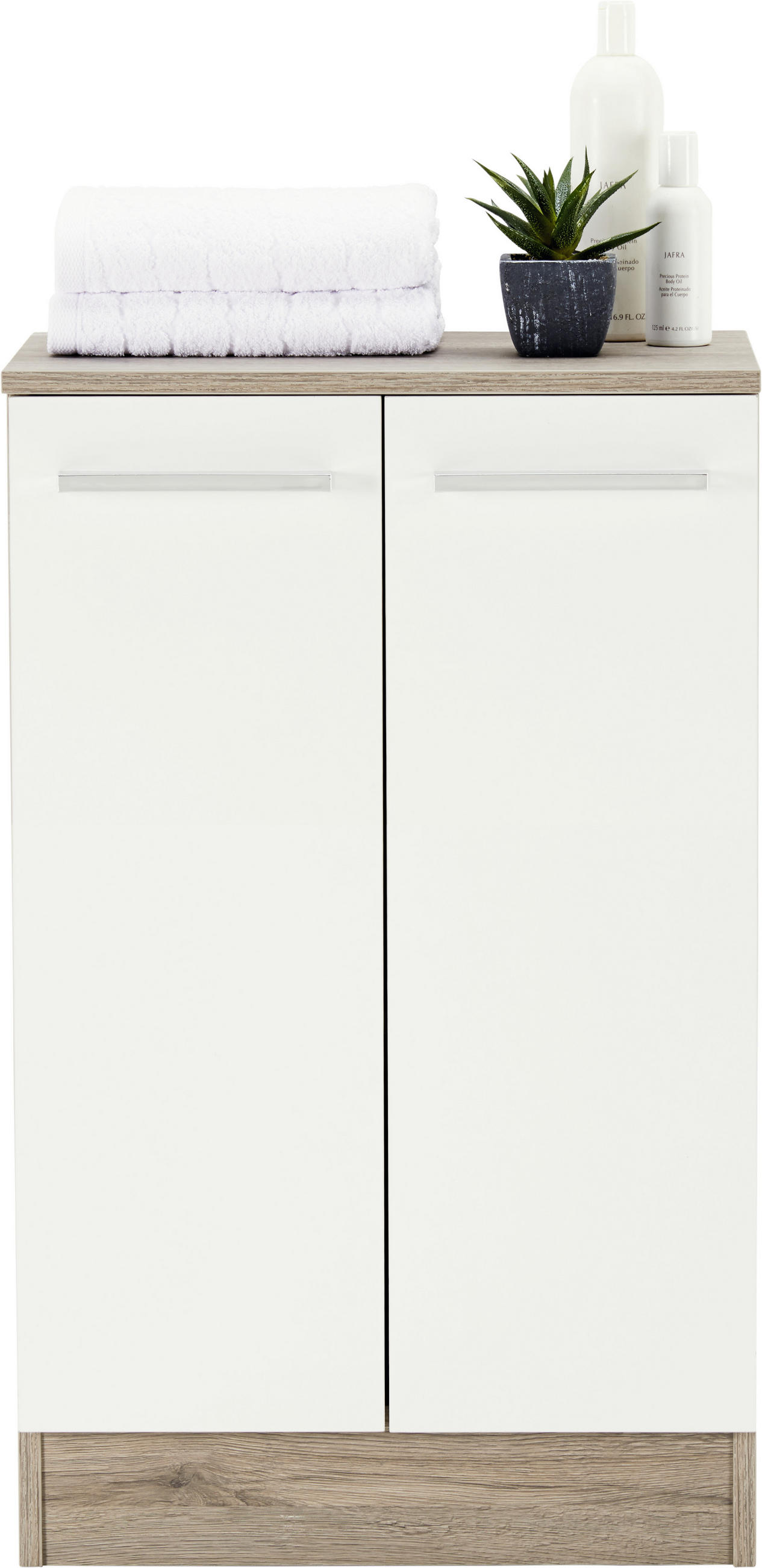 UNTERSCHRANK 50/81/33 cm   - Chromfarben/Eichefarben, KONVENTIONELL, Holzwerkstoff/Metall (50/81/33cm) - Carryhome
