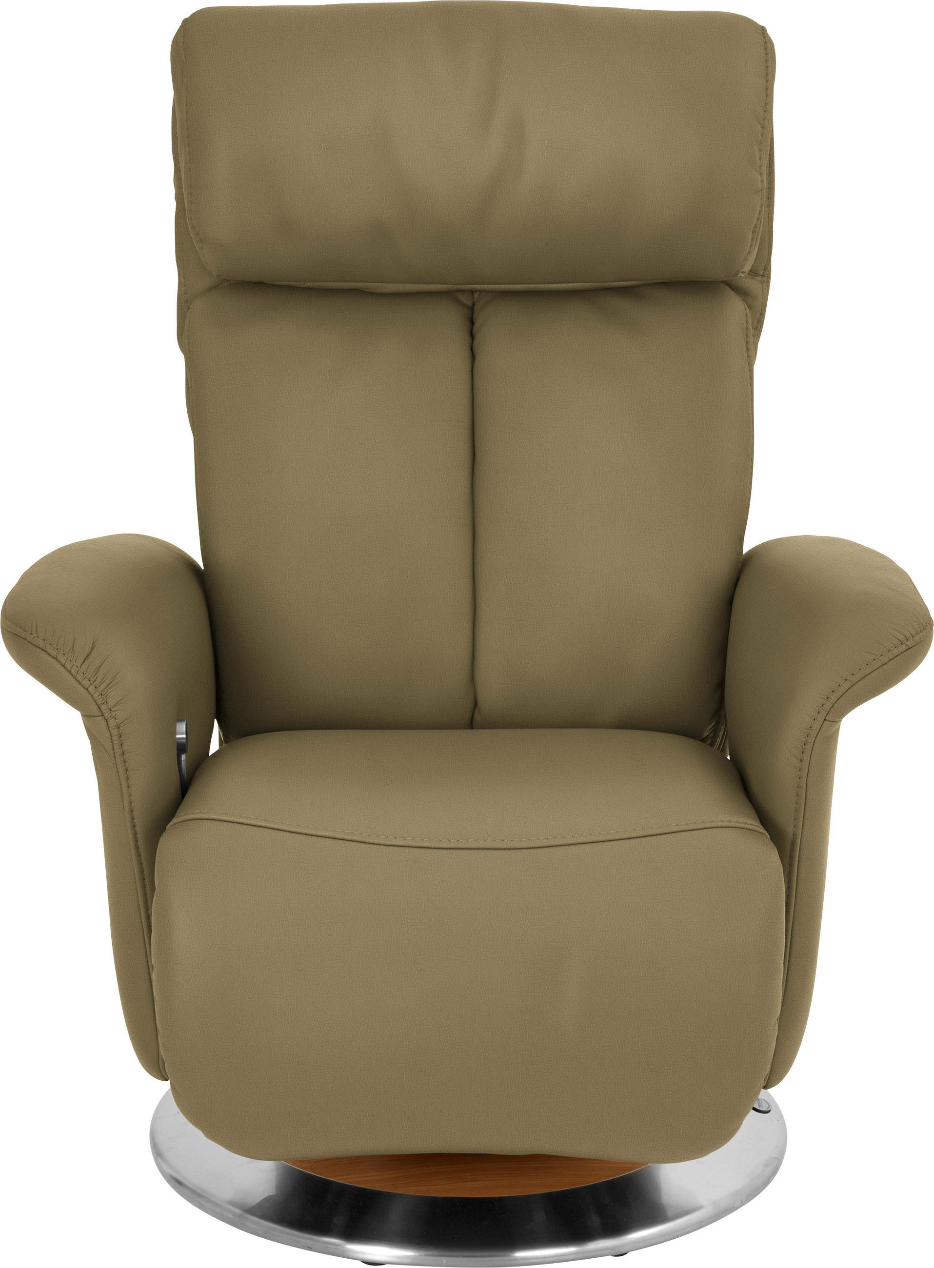RELAXSESSEL in Holz, Leder Olivgrün  - Edelstahlfarben/Eichefarben, Design, Leder/Holz (82/109/90cm) - Himolla