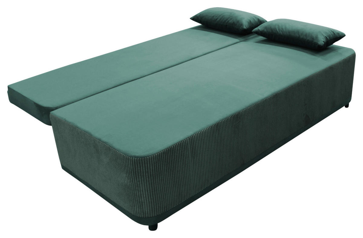 SCHLAFSOFA  mit Liegefunktion Velours Grün  - Schwarz/Grün, Design, Kunststoff/Textil (197/90/83cm) - MID.YOU