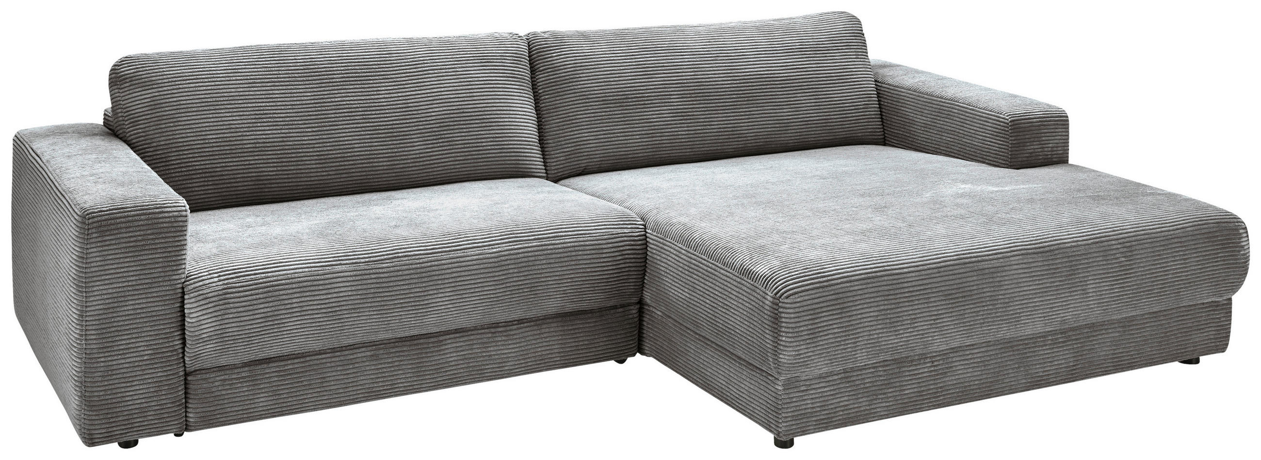 ECKSOFA in Cord Dunkelgrau  - Dunkelgrau/Schwarz, Design, Kunststoff/Textil (296/168cm) - Pure Home Lifestyle
