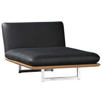 OTTOMANE Echtleder Schwarz  - Chromfarben/Schwarz, Design, Leder/Holz (134/92/165/218cm) - Dieter Knoll