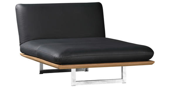 OTTOMANE  in Echtleder Schwarz  - Chromfarben/Schwarz, Design, Leder/Holz (134/92/165/218cm) - Dieter Knoll