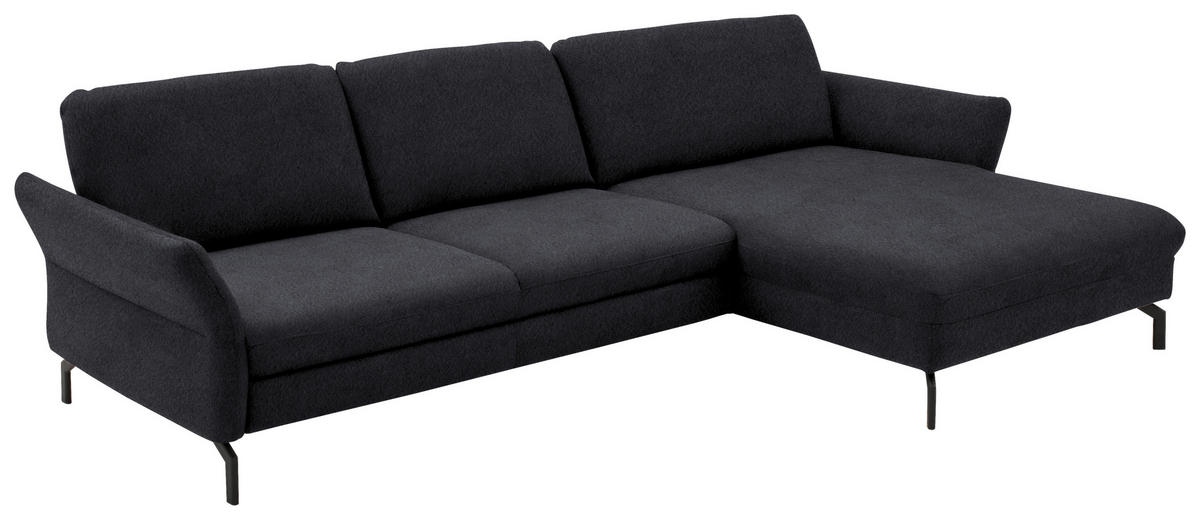 ECKSOFA in Velours Anthrazit  - Anthrazit/Schwarz, Design, Textil/Metall (306/179cm) - Beldomo System