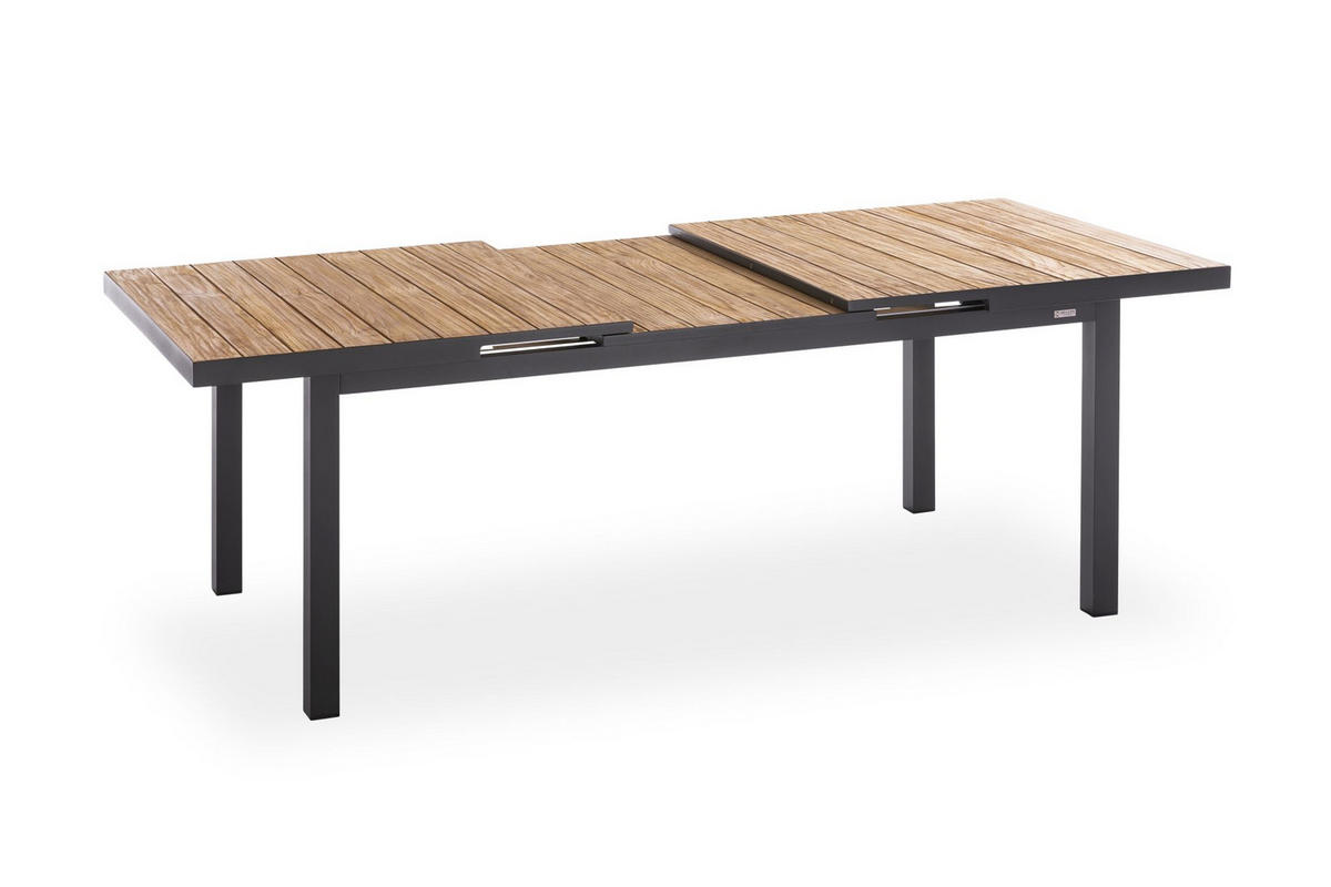 GARTENTISCH 180-240/100/76 cm Metall rechteckig  - Anthrazit, Design, Holz/Metall (180-240/100/76cm)