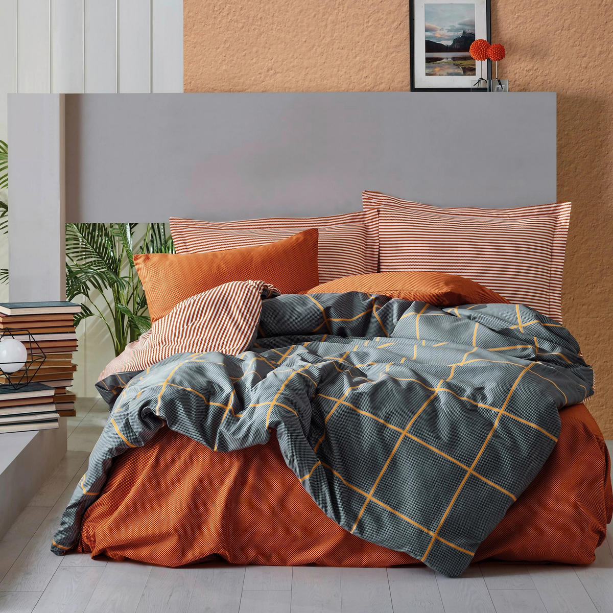 BETTWÄSCHE 155/200 cm  - Multicolor/Dunkelblau, Basics, Textil (155/200cm)