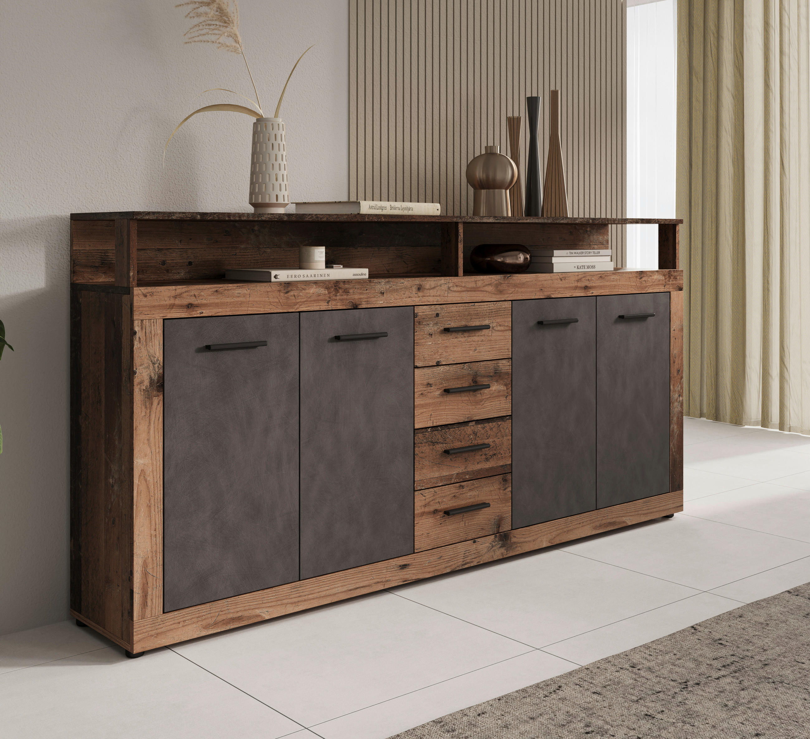 SIDEBOARD  in 190/96/32 cm  - Alteiche/Anthrazit, Design, Holzwerkstoff/Kunststoff (190/96/32cm) - MID.YOU