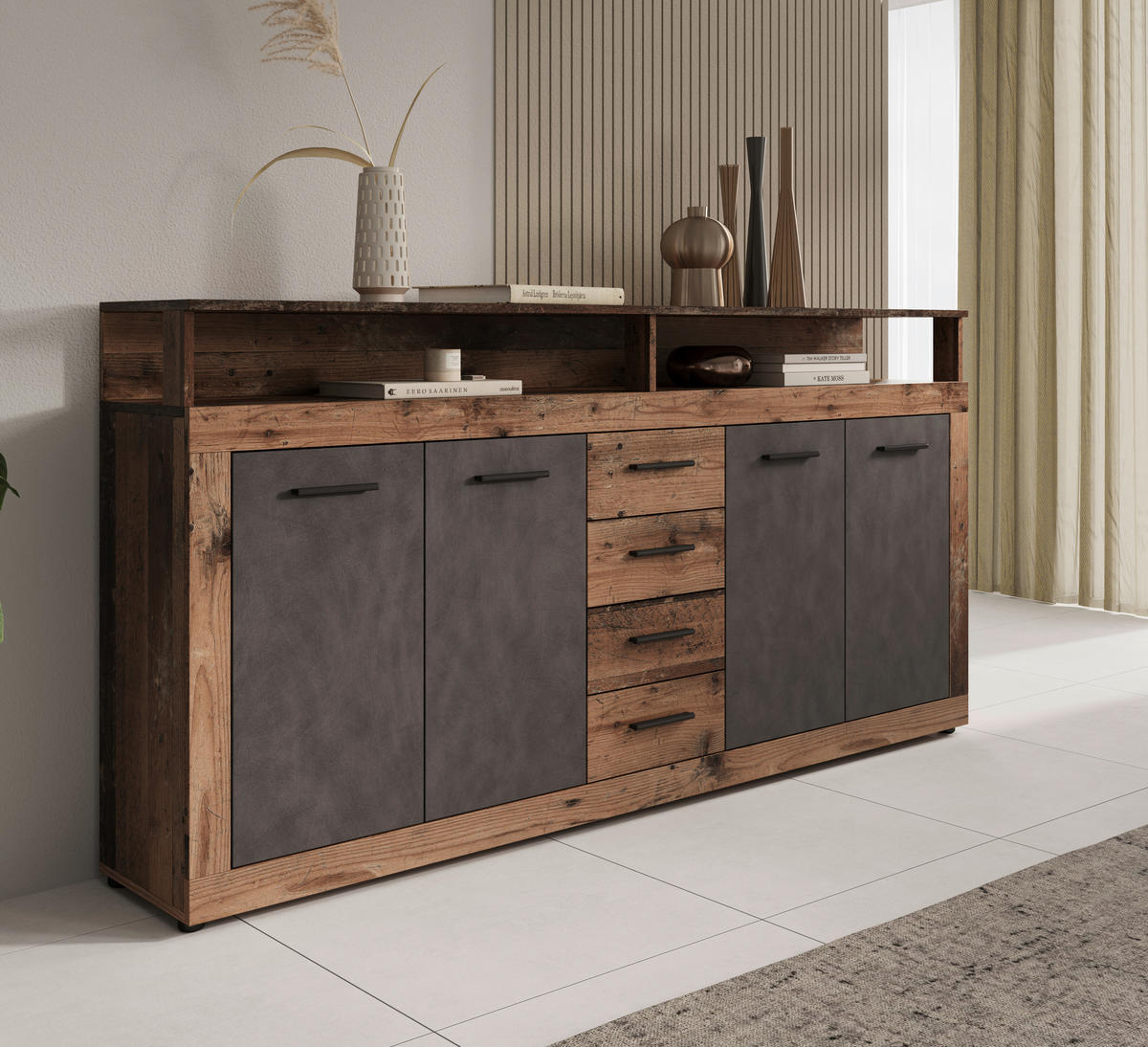 SIDEBOARD  in 190/96/32 cm  - Alteiche/Anthrazit, Design, Holzwerkstoff/Kunststoff (190/96/32cm) - MID.YOU