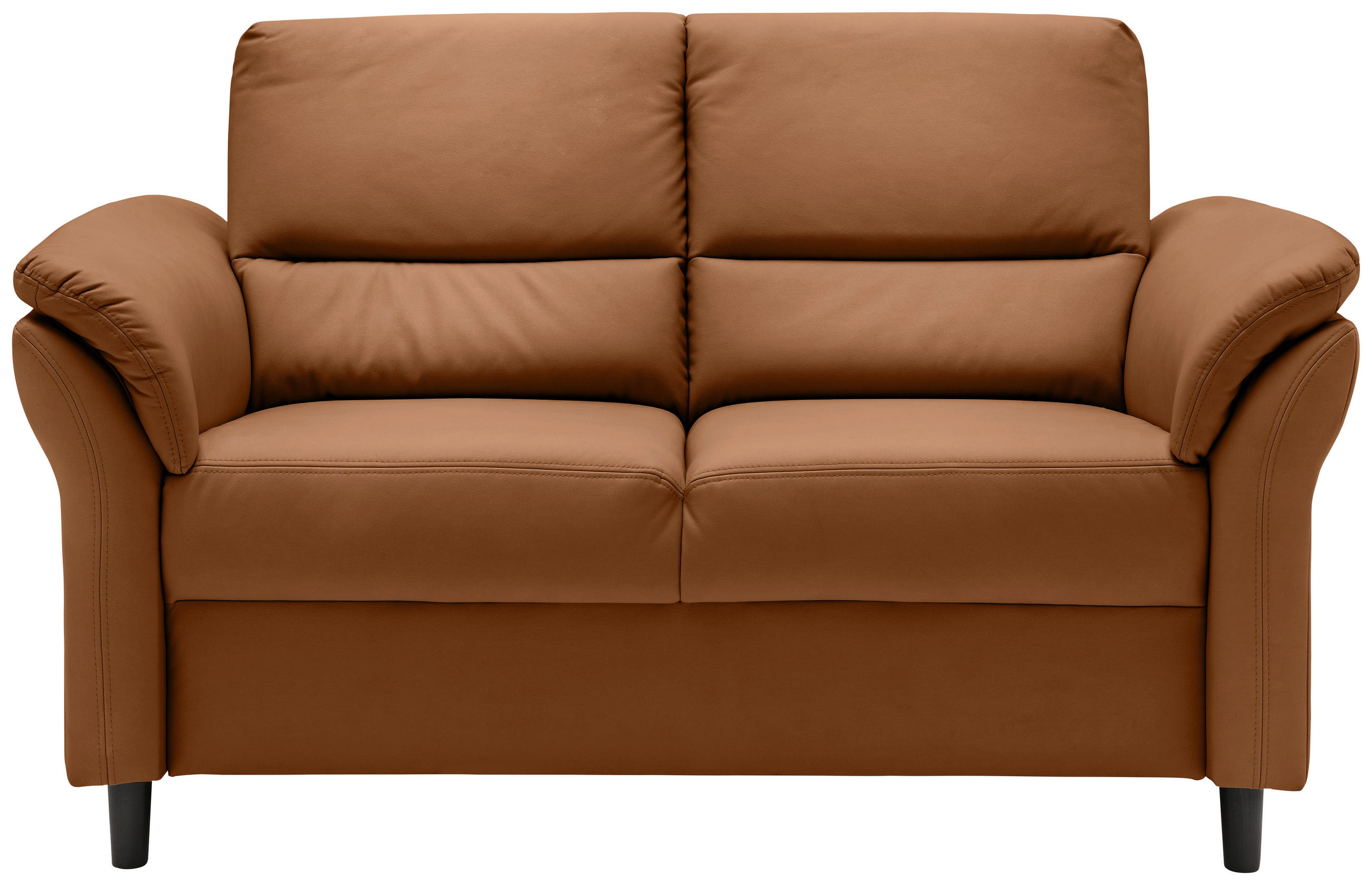 2-SITZER-SOFA Lederlook Cognac  - Cognac/Schwarz, MODERN, Holz/Textil (147/90/89cm) - Livetastic