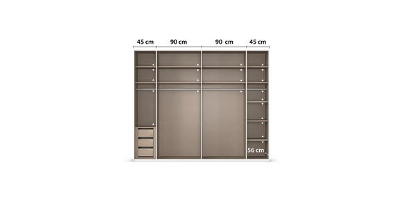 SCHWEBETÜRENSCHRANK 271/223/68 cm 2-türig Weiß, Eiche Artisan  - Eichefarben/Weiß, Design, Glas/Holzwerkstoff (271/223/68cm) - Xora