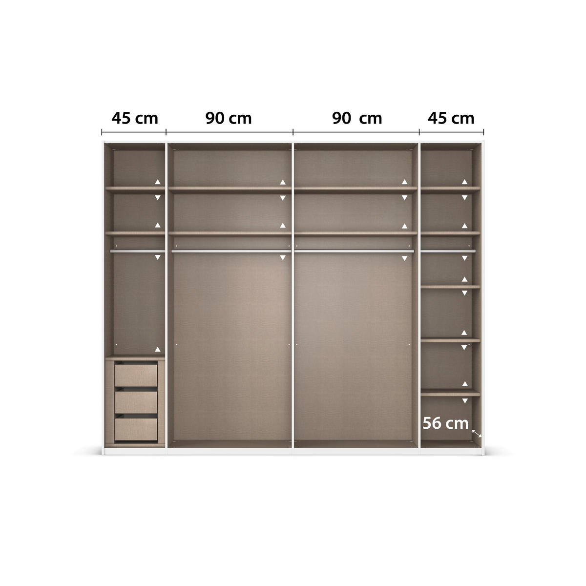 SCHWEBETÜRENSCHRANK 271/223/68 cm 2-türig Weiß, Eiche Artisan  - Eichefarben/Weiß, Design, Glas/Holzwerkstoff (271/223/68cm) - Xora