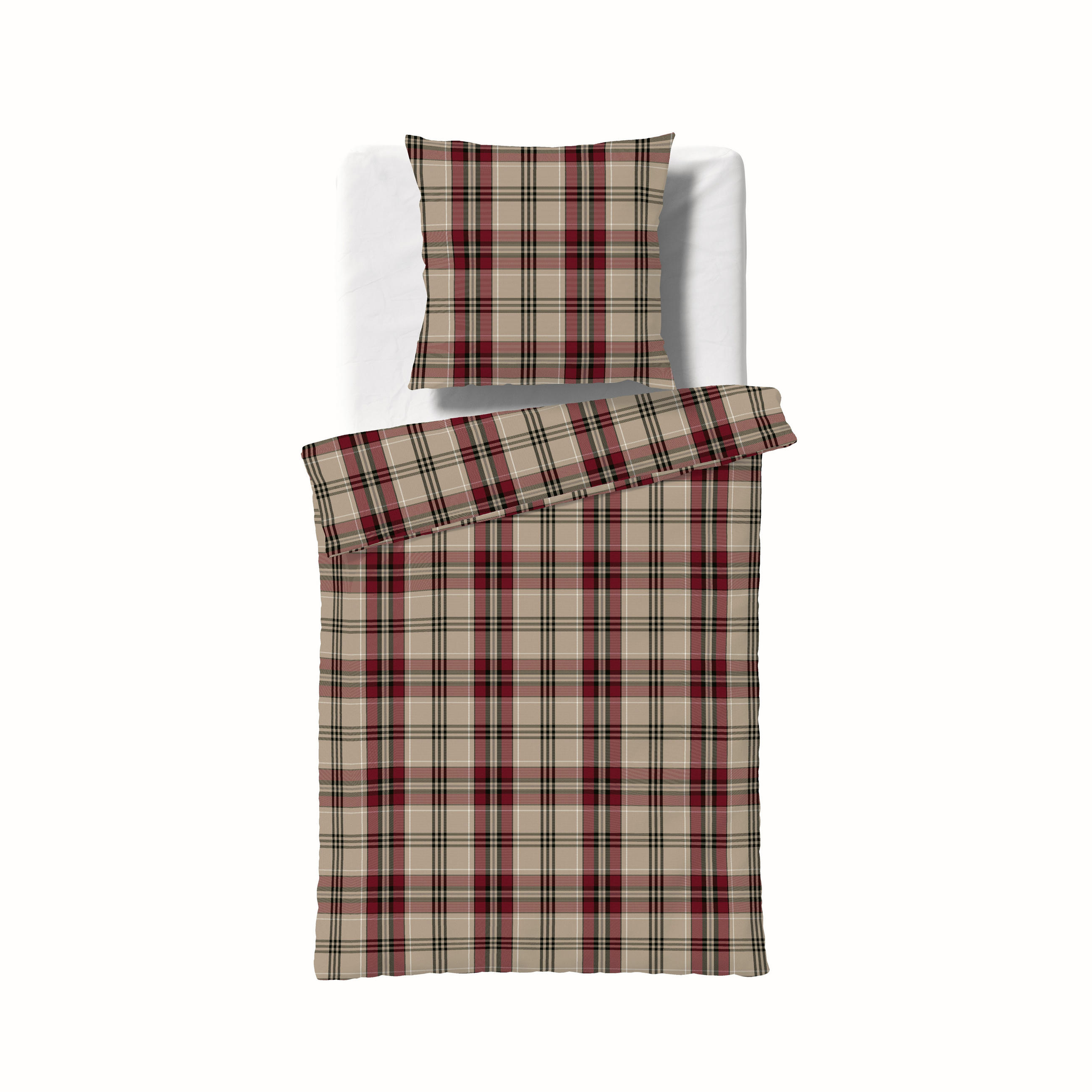 BETTWÄSCHE Lech Flanell 155/200 cm  - Beige/Rot, Basics, Textil (155/200cm) - Fleuresse
