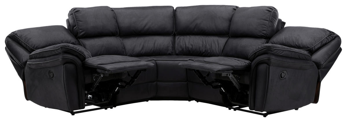 ECKSOFA Eckteil  Schwarz Lederlook (vegan)  - Schwarz, Design, Textil (338/338cm) - Livetastic