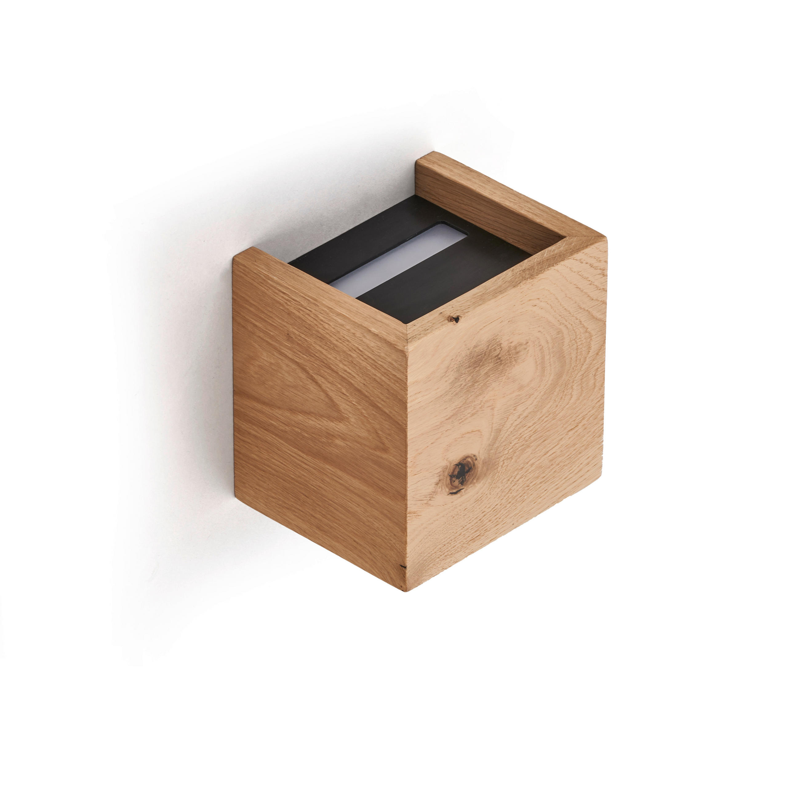 LED-WANDLEUCHTE Wandleuchten Asteiche massiv/Schwarz matt 14/14/12 cm   - Wildeiche, Natur, Holz (14/14/12cm) - Ambiente