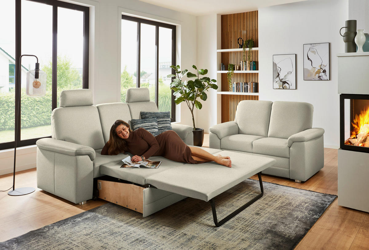 3-SITZER-SOFA Chenille Silberfarben  - Silberfarben/Alufarben, Konventionell, Textil/Metall (208/96/89cm) - Beldomo Comfort
