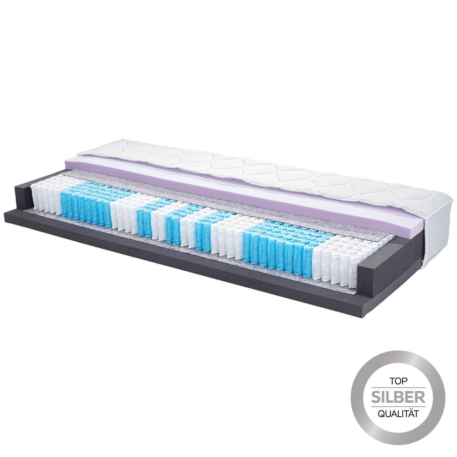 TASCHENFEDERKERNMATRATZE 140/200 cm, Höhe ca.: 25 cm, H2 + H3 = mittel + fest, Wendematratze mit unterschiedlichen Härtegraden, 7-Zonen - Weiß, Textil (140/200cm)