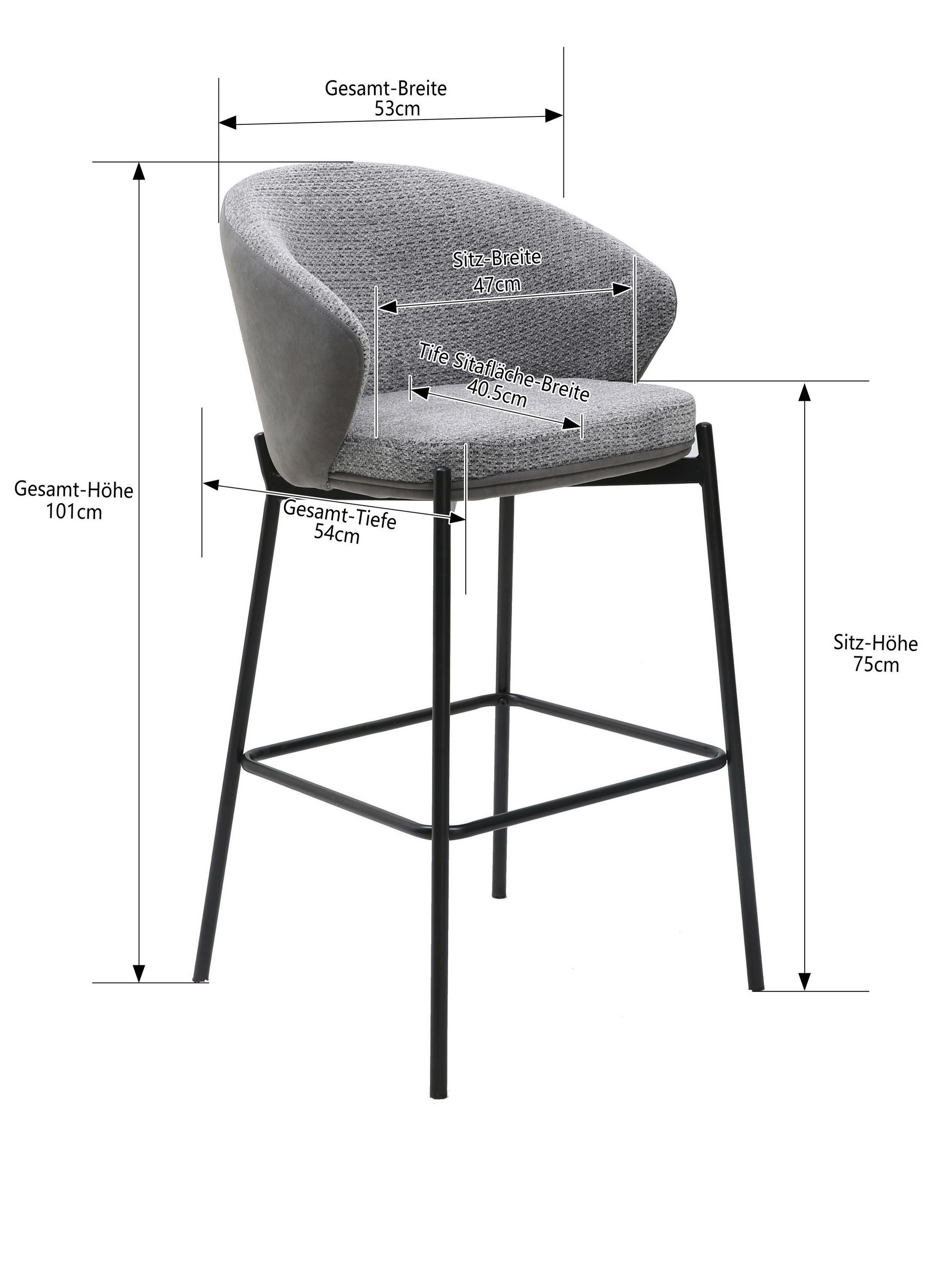BARHOCKER Samt Braun Eisen  - Schwarz/Braun, MODERN, Textil/Metall (53,5/101/54cm) - MID.YOU