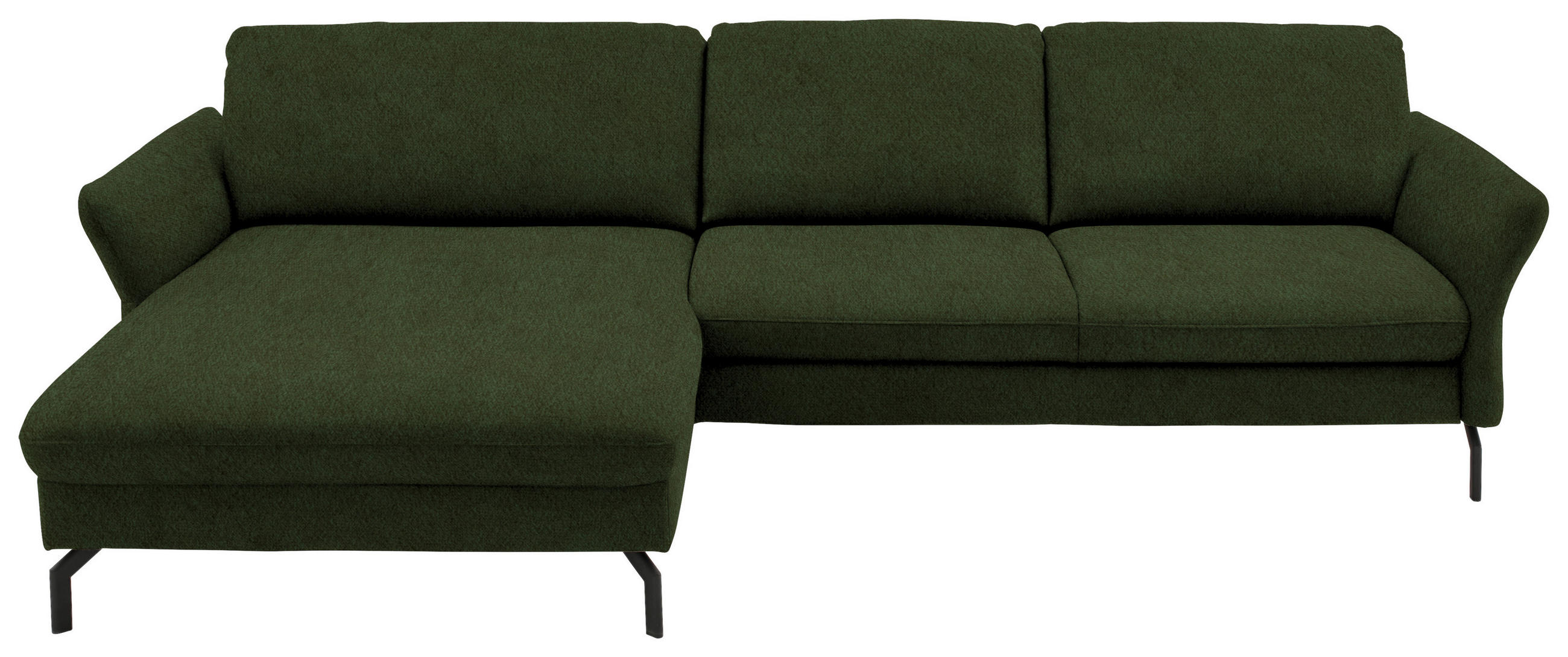 ECKSOFA in Velours Waldgrün  - Waldgrün/Schwarz, Design, Textil/Metall (179/306cm) - Beldomo System