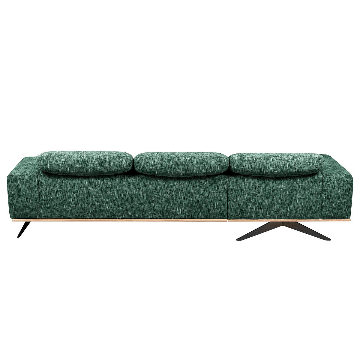 ECKSOFA PORTLAND in Struktur Grün Kopfteilverstellung  187/295 cm  - Schwarz/Grün, Design, Holz/Textil (187/295cm) - Livetastic